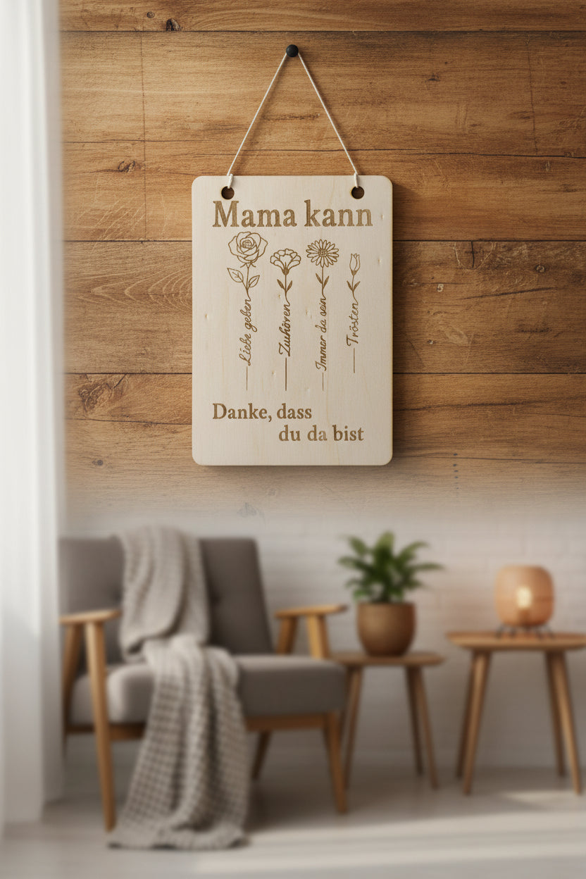 Holzschild „Mama kann“